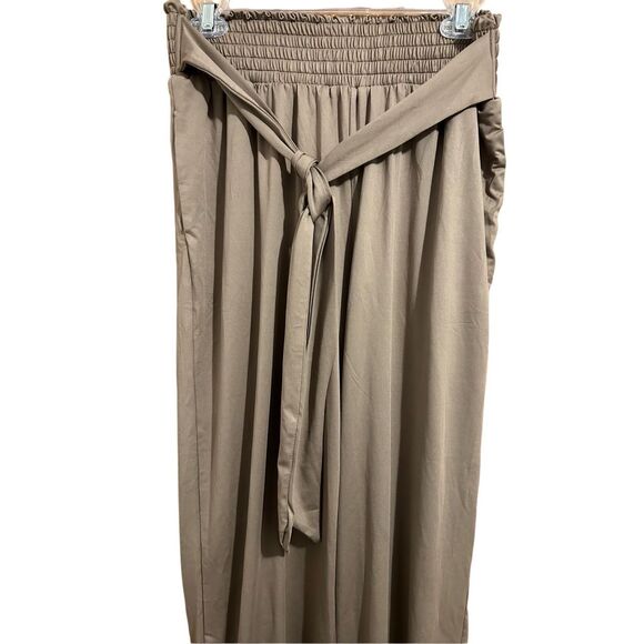 Tarse Slip On Tan Activewear Leisure Tie Pants Women’s Size M Designer Johnny NW - Picture 4 of 12